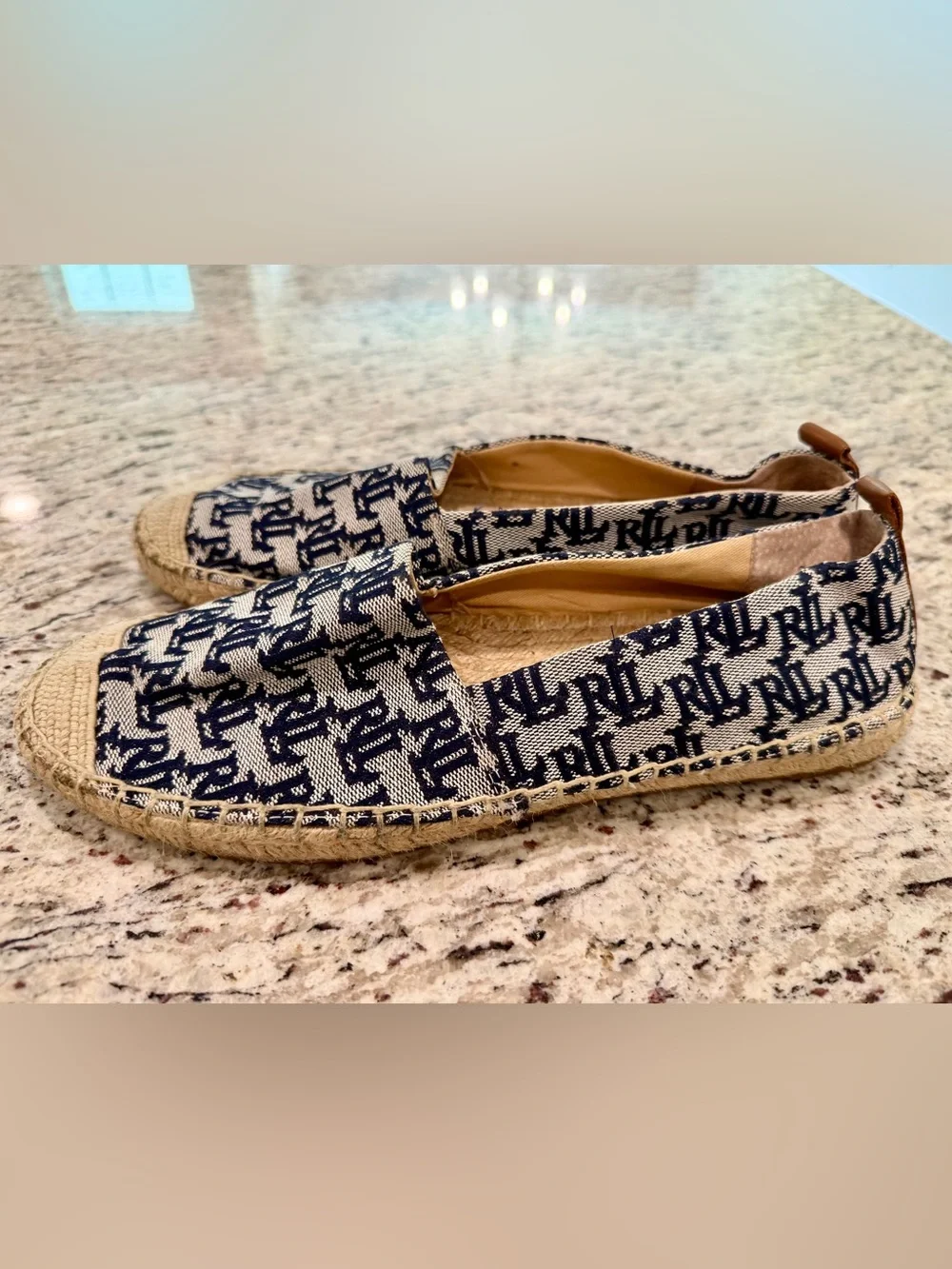 Ralph Lauren Womens Blue Logo Slip On Espadrilles Comfort Shoes Size 9.5